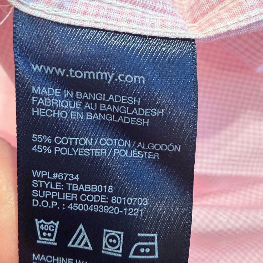 Tommy Hilfiger tiny check pink & white button down shirt 14 Husky NWT - Picture 5 of 6